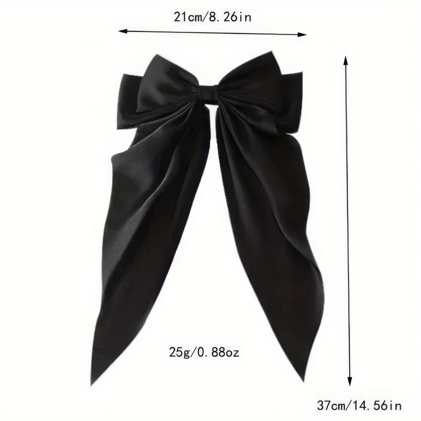 2 PC Set Black & White Large Ribbon Bow Hair Clips