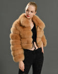 Real Fox Fur Coat Short Full Sleeves
