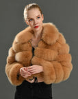 Real Fox Fur Coat Short Full Sleeves