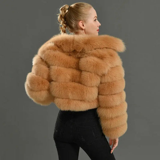 Real Fox Fur Coat Short Full Sleeves - Loran