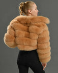 Real Fox Fur Coat Short Full Sleeves