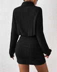 Long Sleeve High-Neck Midi Sweater Dress