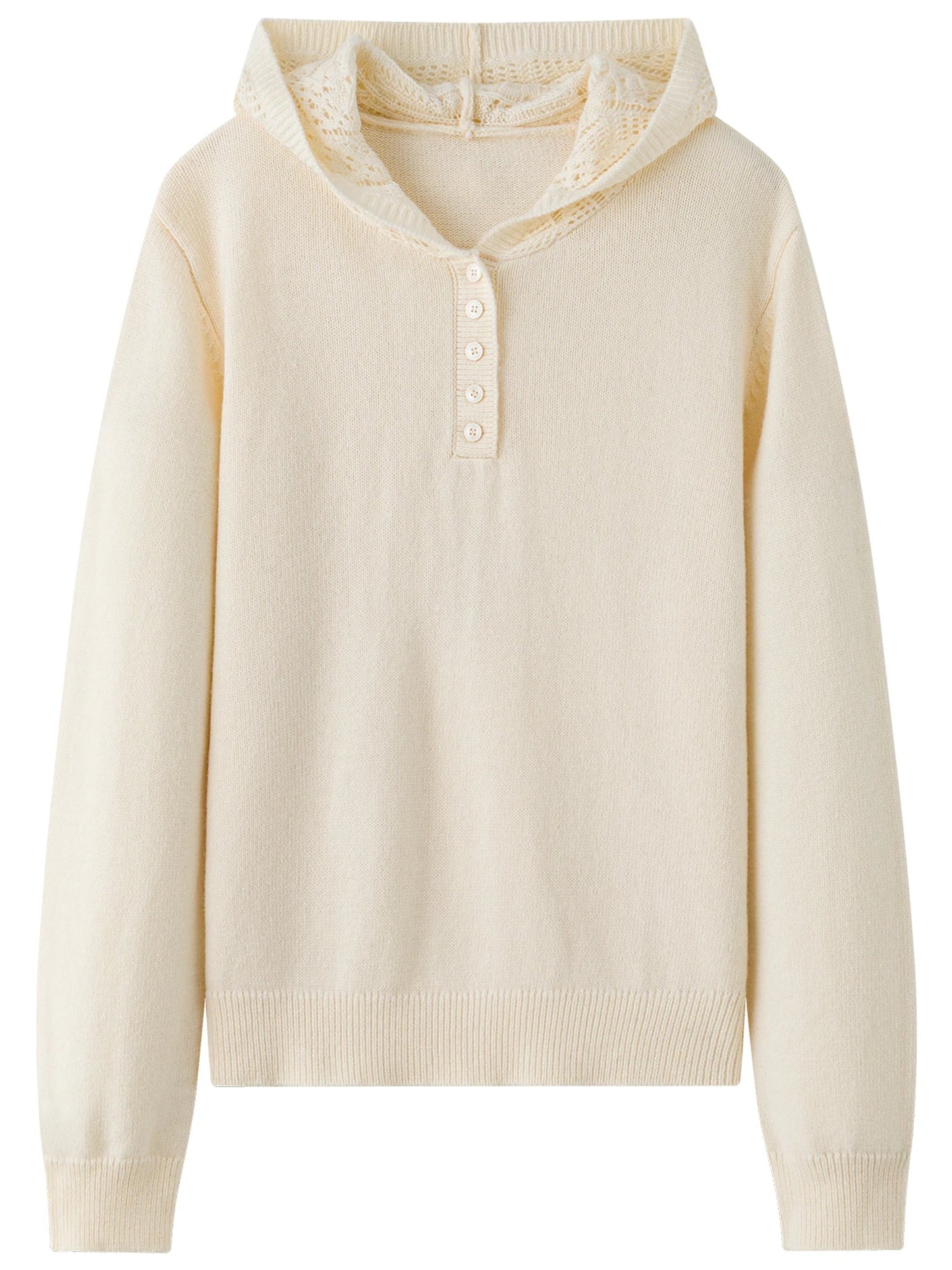 Winter Openwork Hooded Sweater Elegant Knit Pullover Loran