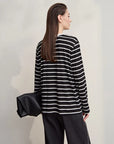 Women's Striped Long-Sleeve Knit T-Shirt