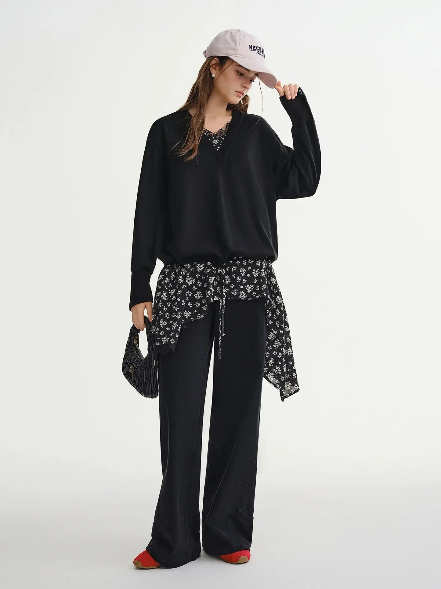 Fake Two-Piece Floral Plus Size Sweatshirt. - Loran