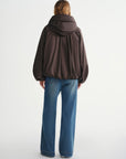 Plus-Size Pleated Hooded Down Jacket