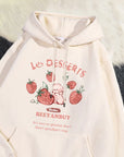 Cute Rabbit Strawberry Print Women's Hoodie