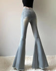 Fishtail Hem Denim Flare Pants