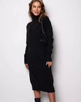Women's Ribbed Turtleneck Long Sweater Dress