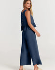 Summer Pleated Wide-Leg Pant Set