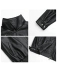 Chic Faux Leather Standing Collar Jacket