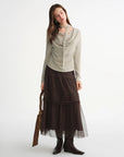 Ethereal Three-Color Mesh Straight Skirt