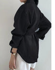 Chic Long Sleeve Button-Down Shirt with Asymmetrical Hem