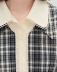 Vintage Plaid Lace-Collar Dress
