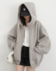Plush Lined Oversize Coat with Double Zipper
