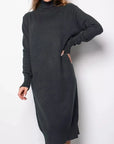 Women's Ribbed Turtleneck Long Sweater Dress