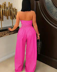 Button Detail Wide Leg Jumpsuit