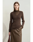 Elegant Sheer-Panel Turtleneck