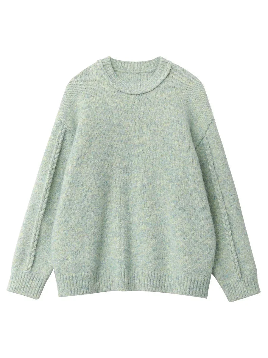 CHIC VEN Women Knit Sweaters Pullovers Loose Casual New Round Neck Knitting Female Warm Jumpers Autumn Winter 2024 Clothing Loran