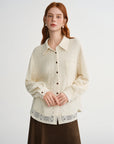 Soft French Style Commuting Top with Hollow Out Embroidery