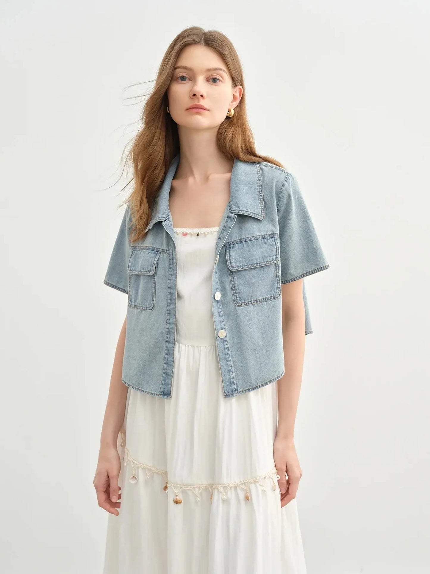 Playful Suspender Dress & Denim Jacket Set for Summer Travel LORAN STORE
