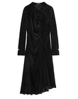 Elegant Black Velvet Long Dress with Polo Neck