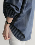 Korean-Style Loose Fit Striped Shirt for Women