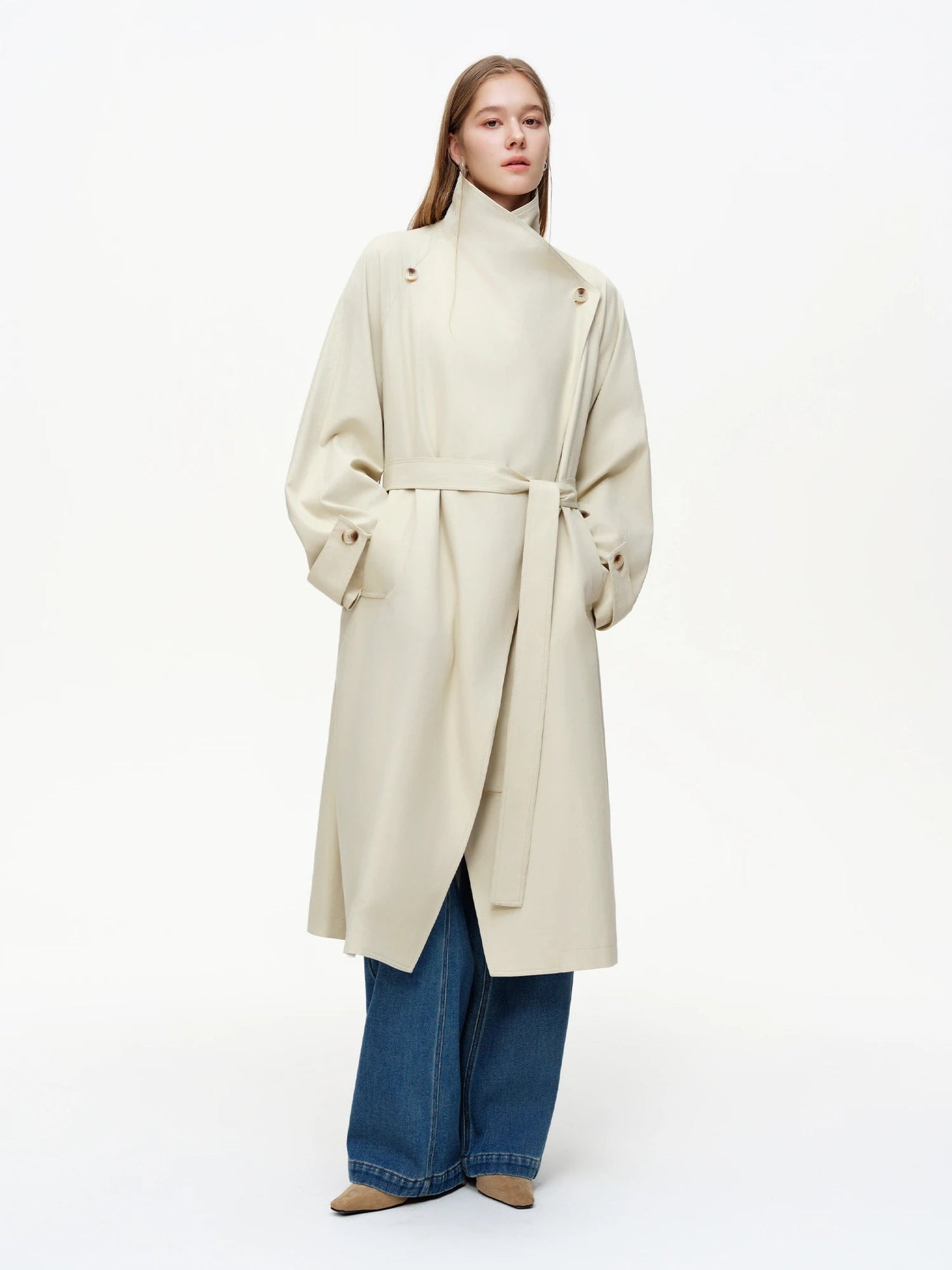 Women’s British Style Slim Fit Trench Coat Spring Outerwear Loran