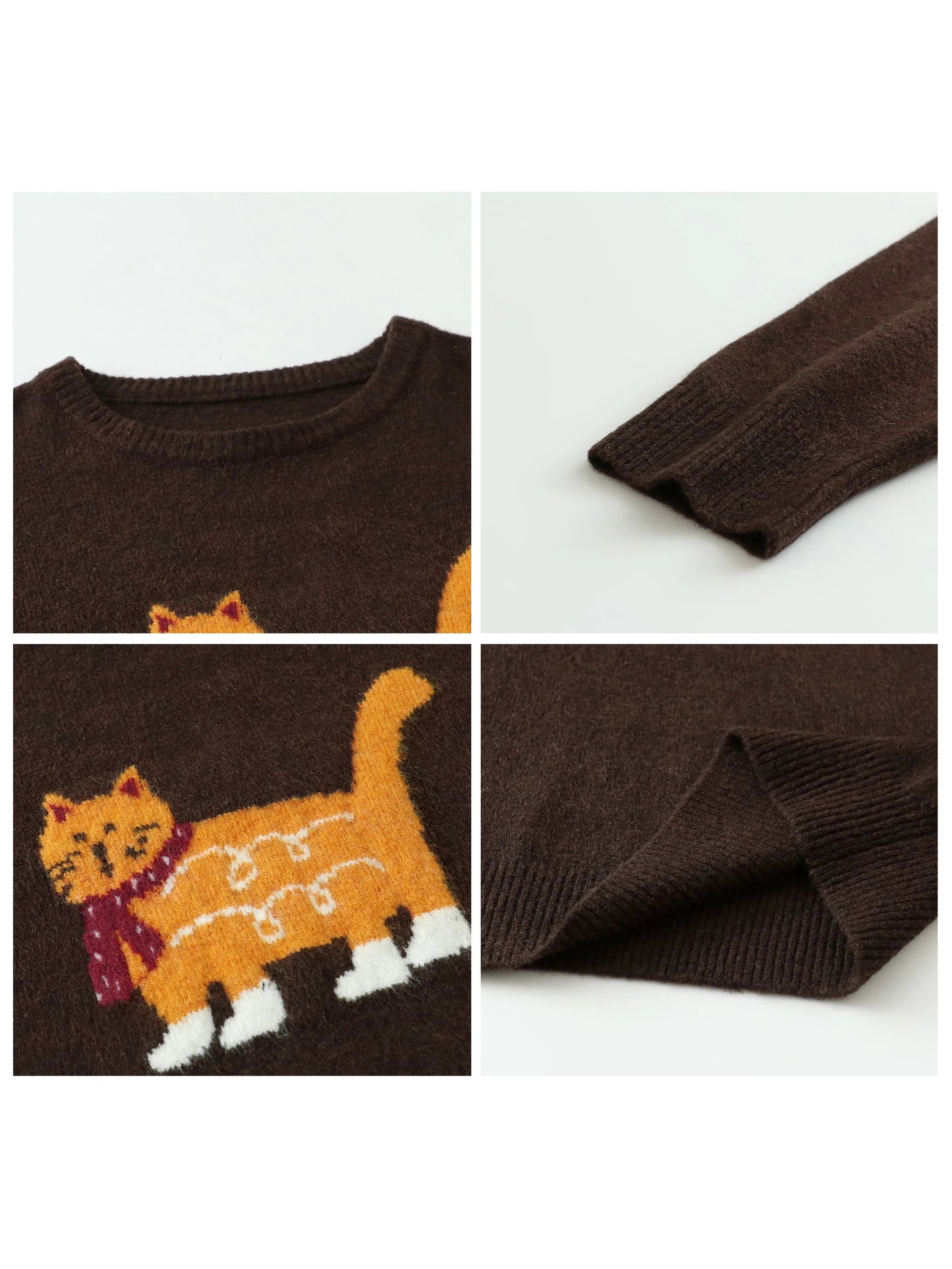 CHIC VEN New Women Sweaters Loose Casual O Neck Cartoon Cat Female Knitted Jumpers Pullovers for Girl Autumn Winter 2025 Loran
