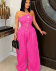 Button Detail Wide Leg Jumpsuit