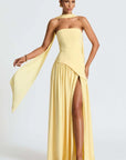 Sleek Solid Tube Top Maxi Dress with High Slit