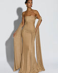 Sparkle Strapless Ruched Long Party Dress