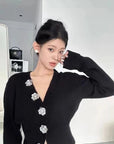 Retro Slim-Fit Floral Button Cardigan