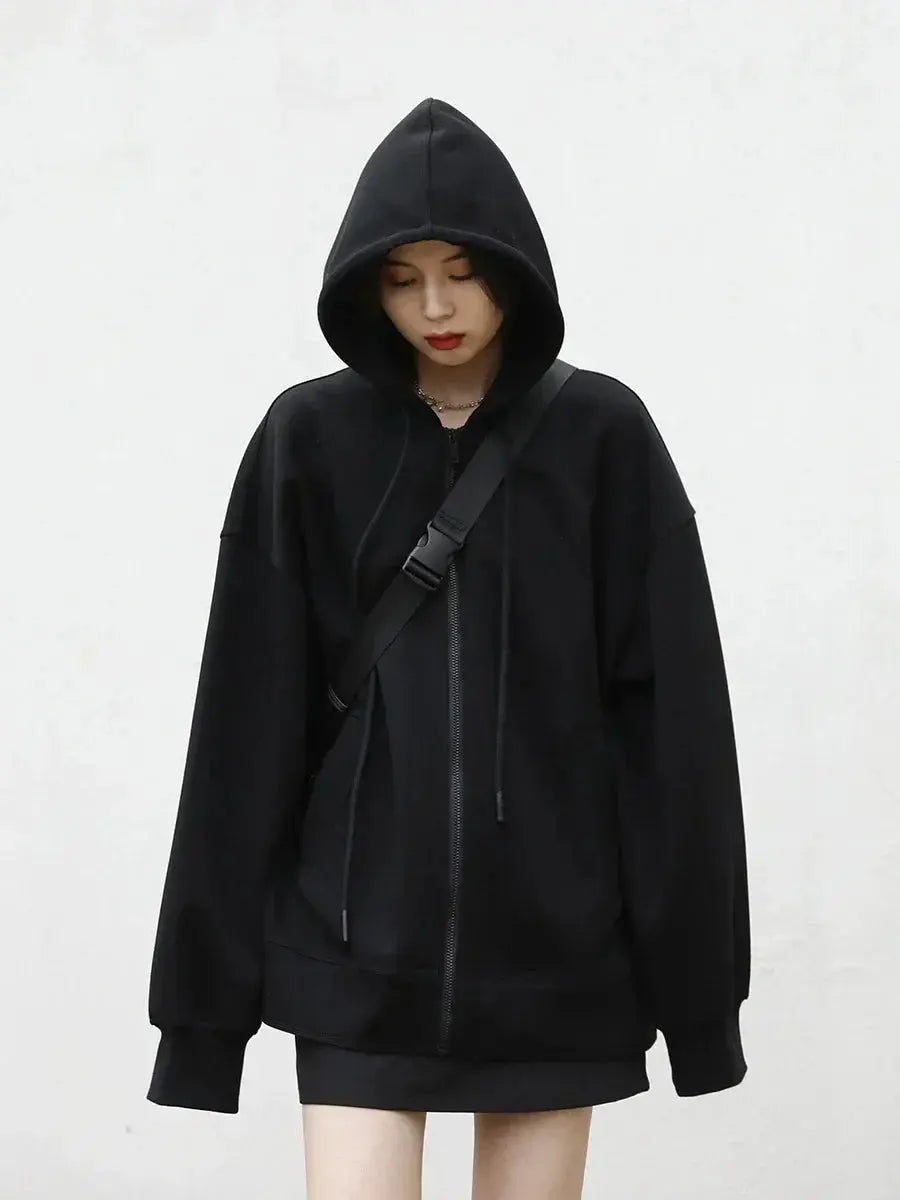 Women's Casual Loose Solid Hooded Overcoat - Loran