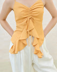 Women's Ruffle Drawstring Strappy Vest Top