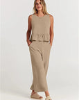 Summer Pleated Wide-Leg Pant Set