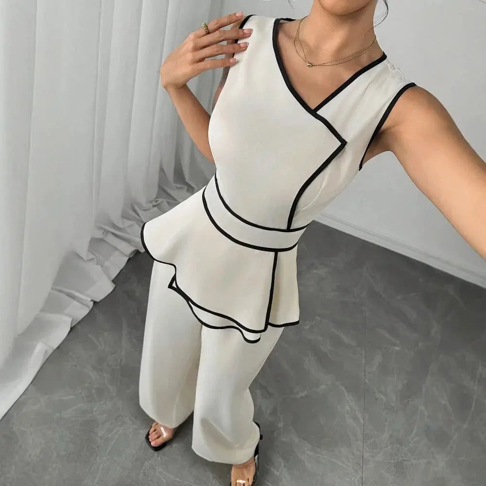 Chic Asymmetrical Summer Jumpsuit with Flared Legs - Loran