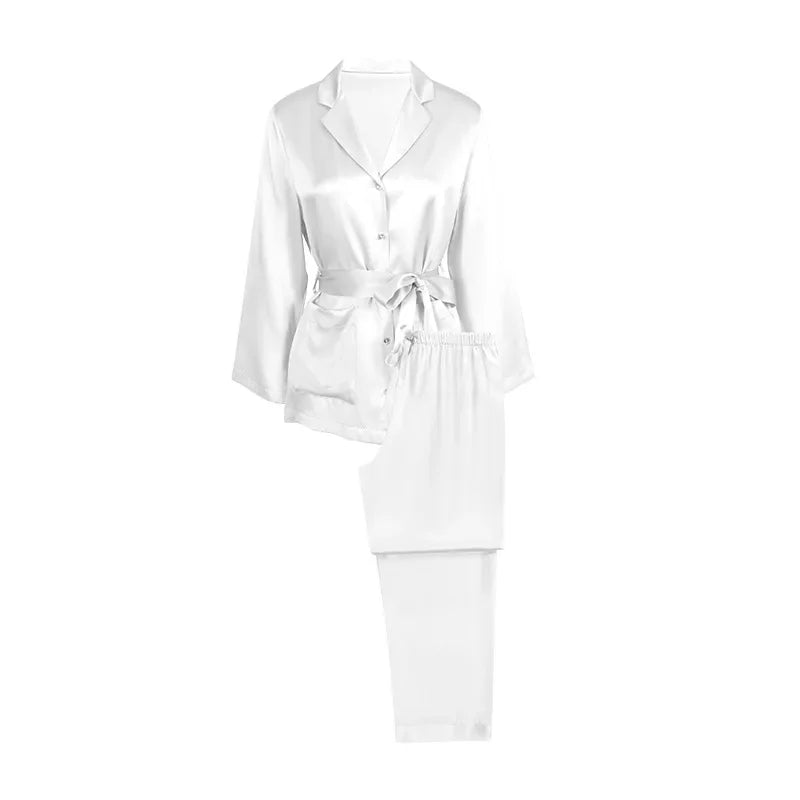 Women’s Mulberry Silk Button-Down PJs Diamond Trim Set Loran
