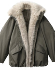 Faux Fur Collar Down Jacket Casual Winter Warm Coat for Women