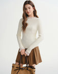 Chic Plus Size Lace Collar Knit Top - Slimming Winter Base Layer