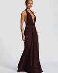 Women's Sexy Deep V-Neck Backless Ruched Club Gown