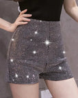 Sparkly Black High-Waist Diamond Shorts