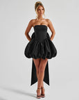 Elegant Strapless Backless Bow Dress for Evening Party