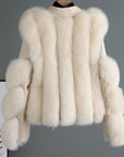 Faux Fur Jacket Patchwork Long Sleeve Pu Leather Fluffy