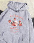 Cute Rabbit Strawberry Print Women's Hoodie