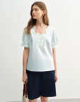 Embroidered Short Sleeve Plus Size Top