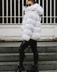 Real Fox Fur Winter Jacket with Oversized Hood