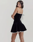 Party Dress for Women Black Backless Pleated Sleeveless