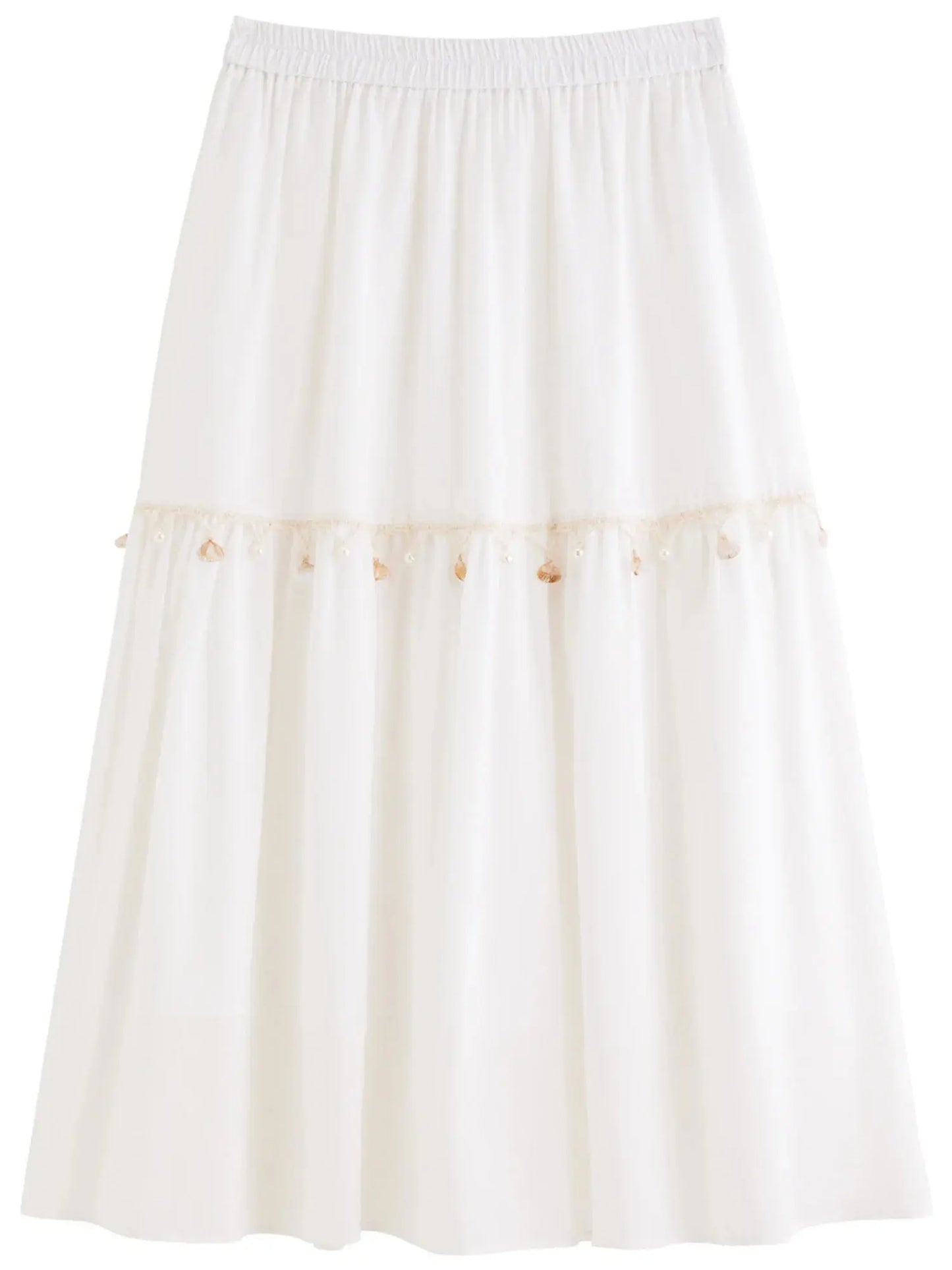 Women's Wave Pattern Shell Lace A-Line Umbrella Skirt - Loran
