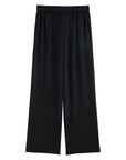 Chic Minimalist Black Stretch Wide-Leg Summer Trousers